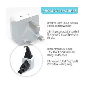 Ceptics Enchufe adaptador de viaje para Reino Unido Hong_3