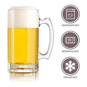 Juego de tazas de cerveza tazas de vidrio con asa de 16