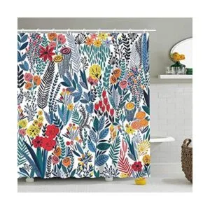 RosieLily Cortina de ducha colorida floral para baño