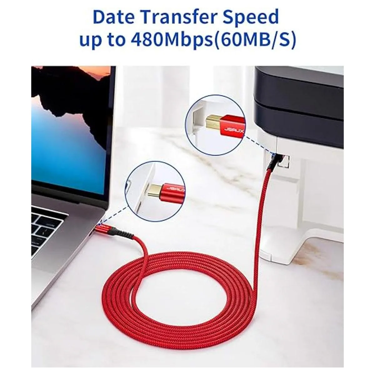 Cable de impresora USB B a USB C de 10 pies cable de_3