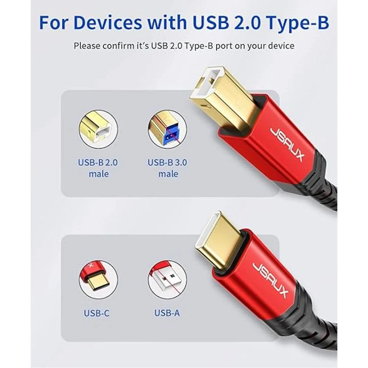 Cable de impresora USB B a USB C de 10 pies cable de_2