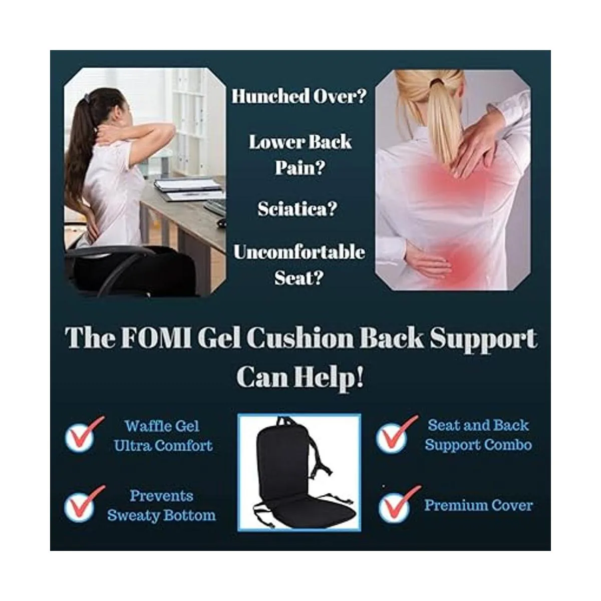 FOMI Cojín ortopédico para asiento y respaldo de gel de_4