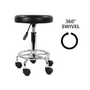 KKTONER Taburete redondo moderno de piel sintética con_4