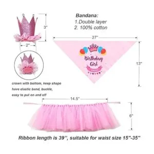 ADOGGYGO Dog Birthday Bandana Girl Birthday Party_5