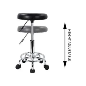 KKTONER Taburete redondo moderno de piel sintética con_5