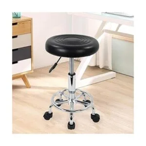 KKTONER Taburete redondo moderno de piel sintética con_2