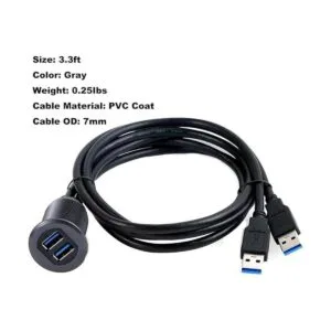 Kework Cable de montaje empotrado USB 3.0 Gris y 3.3ft_3