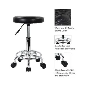 KKTONER Taburete redondo moderno de piel sintética con_6