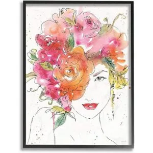 Stupell Industries Fashion Glam Flower Hair Figure Dibujo_1