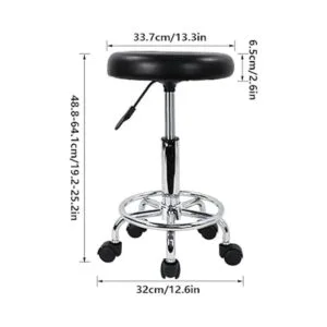 KKTONER Taburete redondo moderno de piel sintética con_3