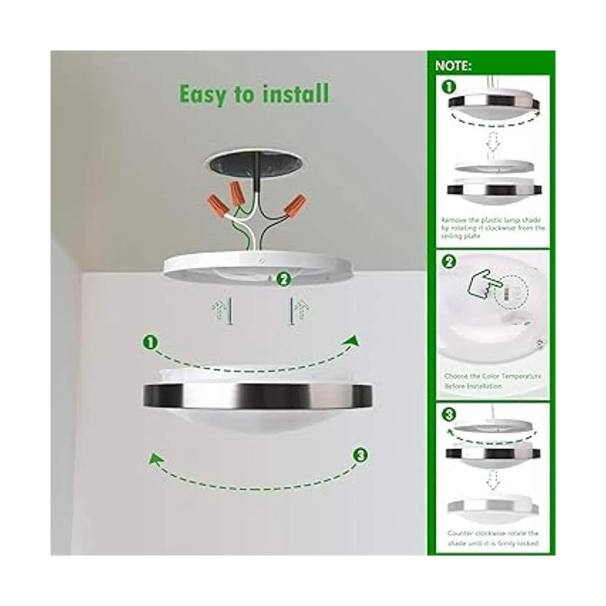 JACKYLED Lámpara de techo LED de 3 colores con