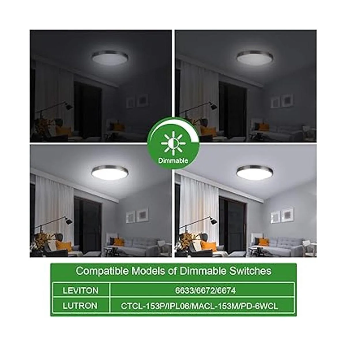 JACKYLED Lámpara de techo LED de 3 colores con