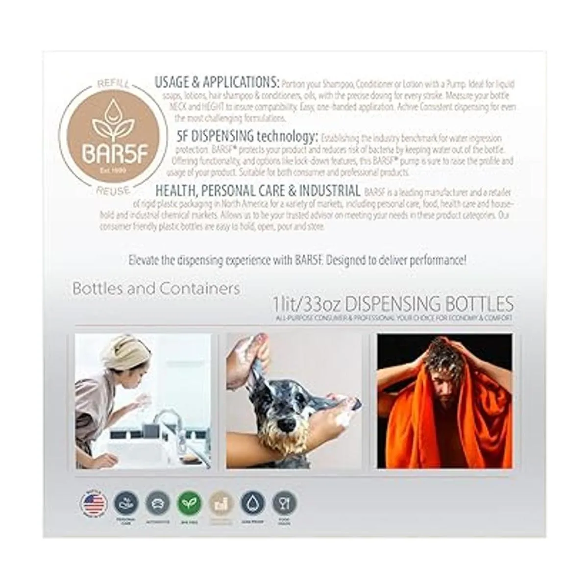 BAR5F Botella de loción vacía 12 oz con bomba negra_3