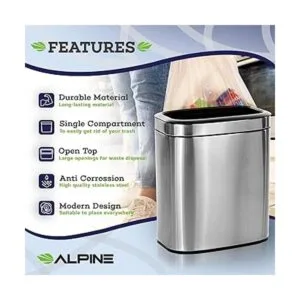 Alpine Industries Bote de basura delgado de acero_2