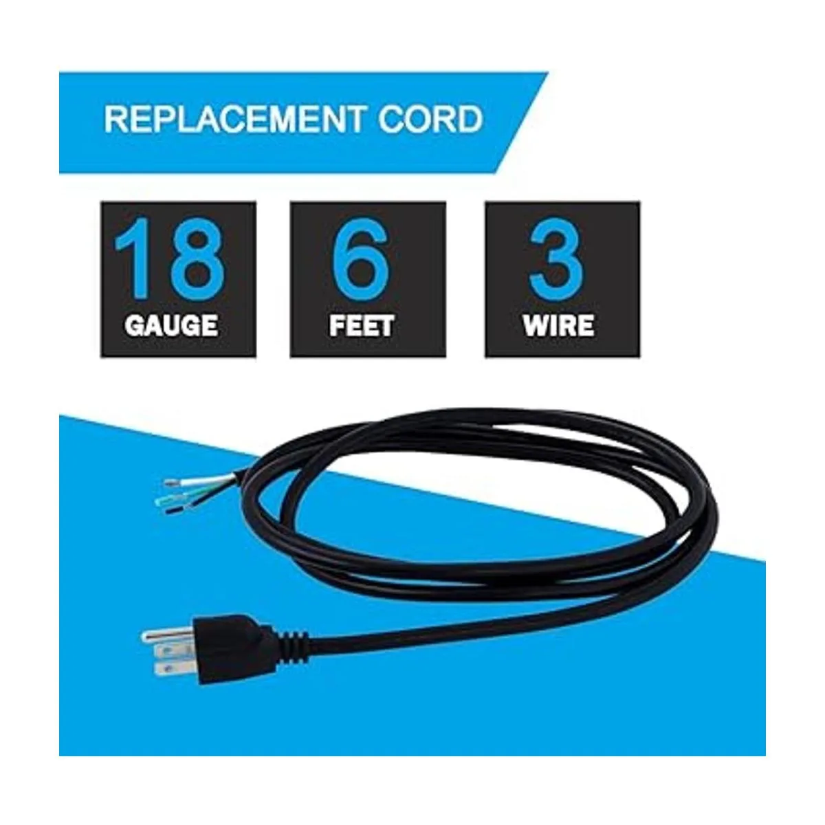 Cable de alimentación Pigtail de 3 clavijas 18 AWG_2