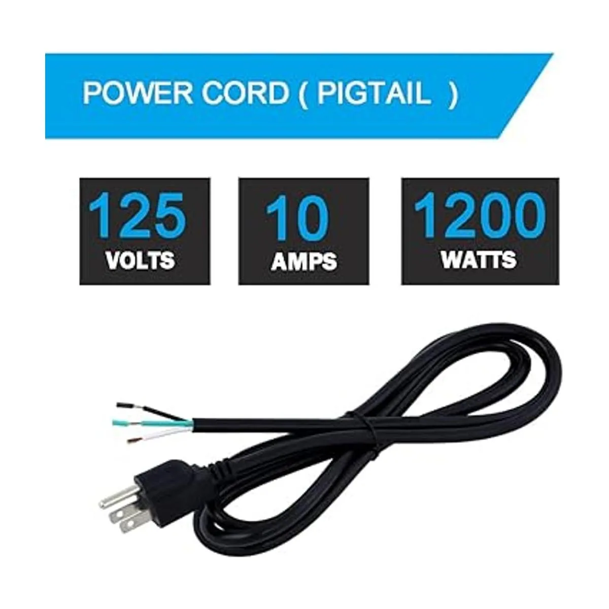 Cable de alimentación Pigtail de 3 clavijas 18 AWG_3