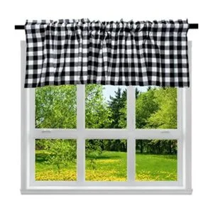 Paquete de 2 cenefas de ventana a cuadros de búfalo blanco_1