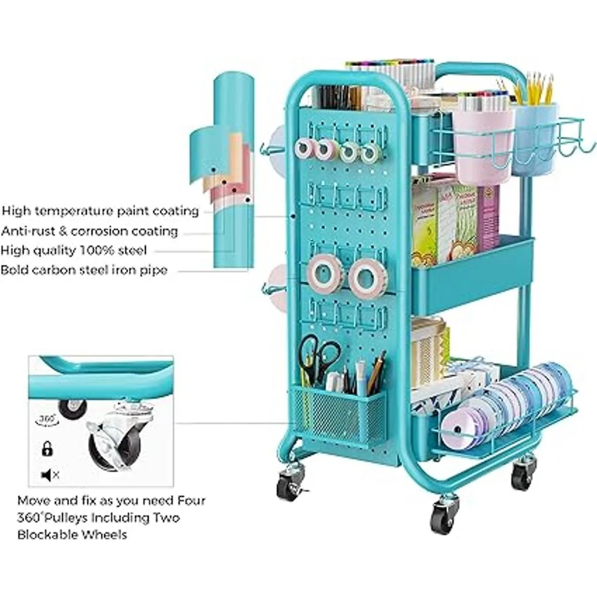 DESIGNA Carrito rodante de almacenamiento utilitario de 3_5