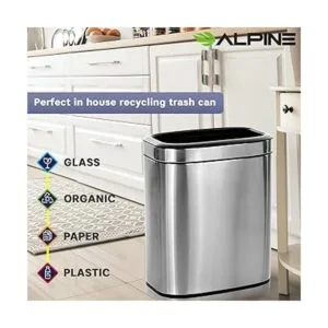 Alpine Industries Bote de basura delgado de acero_5
