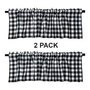 Paquete de 2 cenefas de ventana a cuadros de búfalo blanco_2