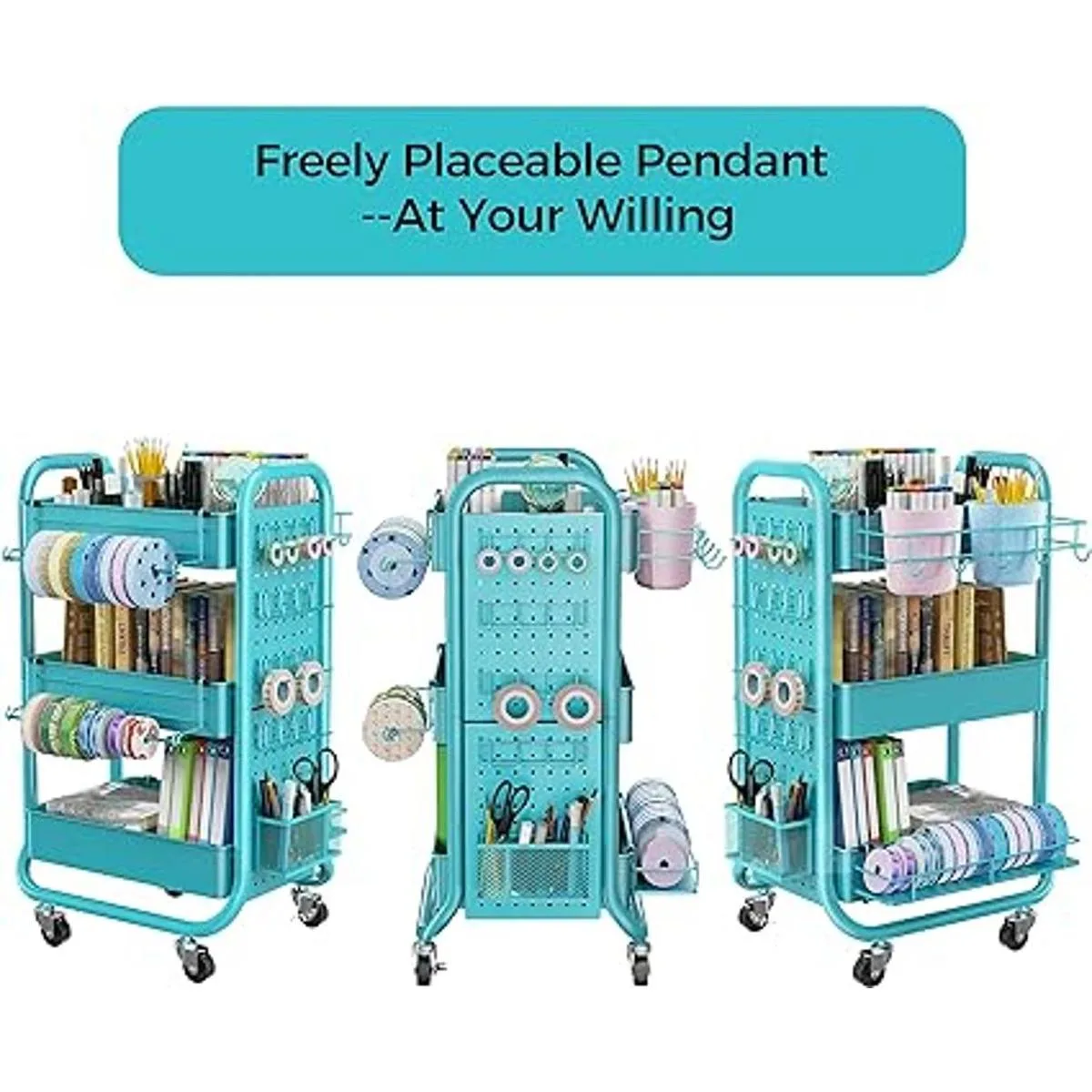 DESIGNA Carrito rodante de almacenamiento utilitario de 3_3