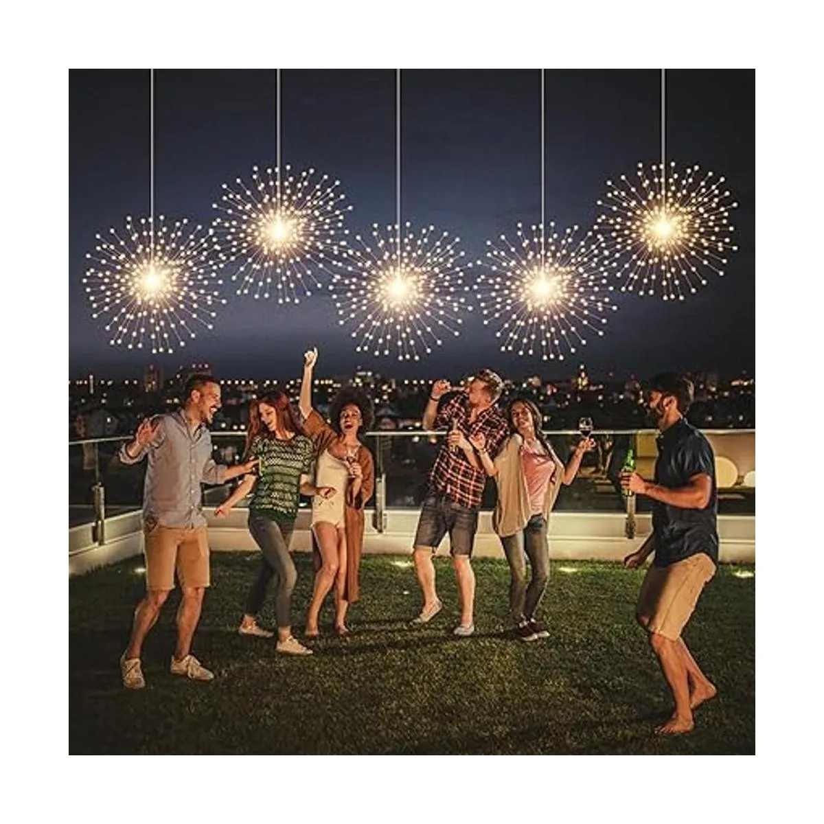 Paquete de 2 luces decorativas colgantes 200 luces LED