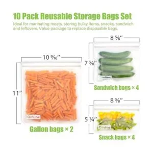 Bolsas de almacenamiento reutilizables 10 unidades sin