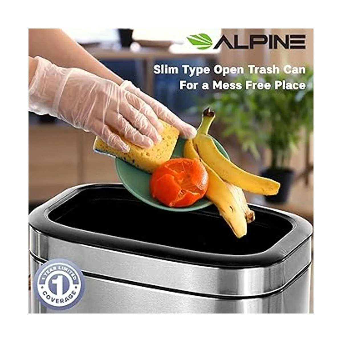 Alpine Industries Bote de basura delgado de acero_3