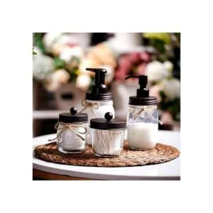 Mason Jar Bathroom Accessories Set4 Pack Foaming Soap