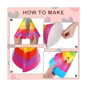 20 sombreros de fiesta de cumpleaños de arco iris_5