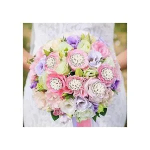 AUEAR Paquete de 15 botones de flores de perlas de