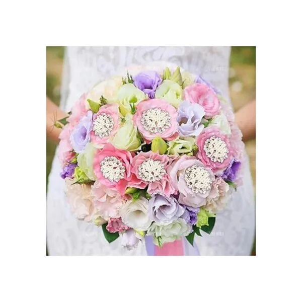 AUEAR Paquete de 15 botones de flores de perlas de