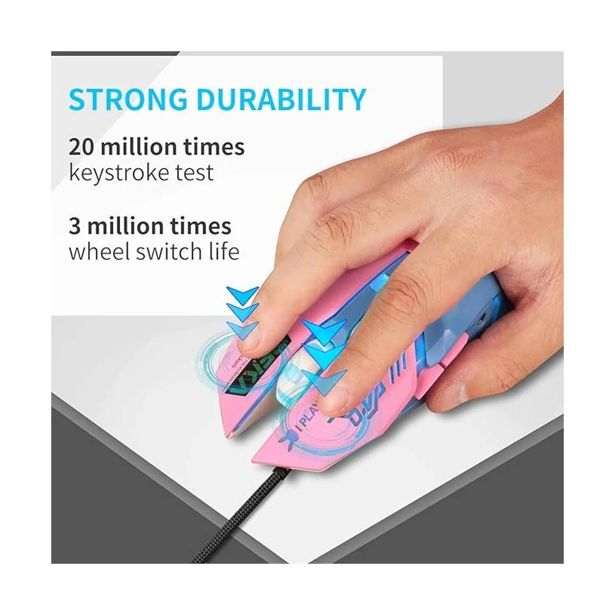 Encantador mouse USB con cable retroiluminación de 7_2