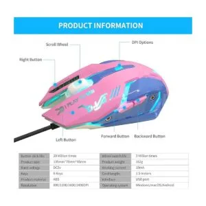 Encantador mouse USB con cable retroiluminación de 7_5