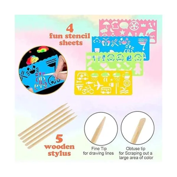 Mocoosy Juego de 60 piezas de papel de arte para raspar_6