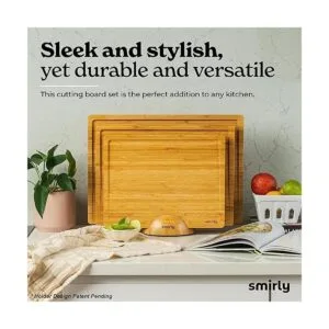 SMIRLY Tablas de cortar de bambú para cocina juego de_5