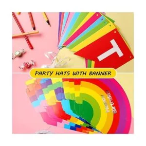 20 sombreros de fiesta de cumpleaños de arco iris_4