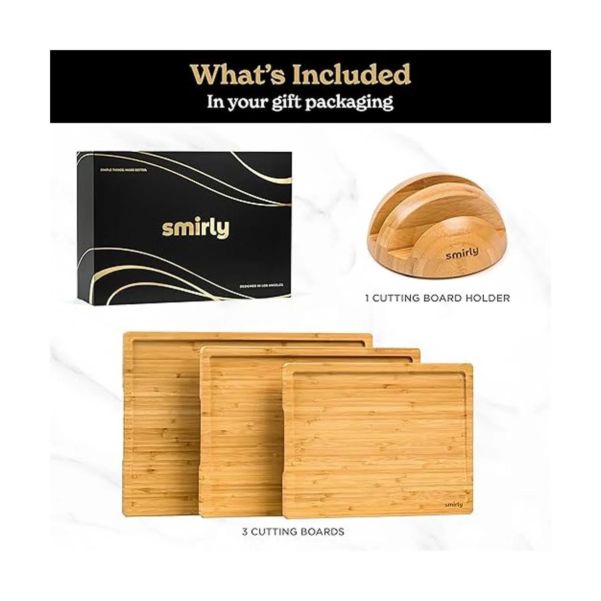 SMIRLY Tablas de cortar de bambú para cocina juego de_2