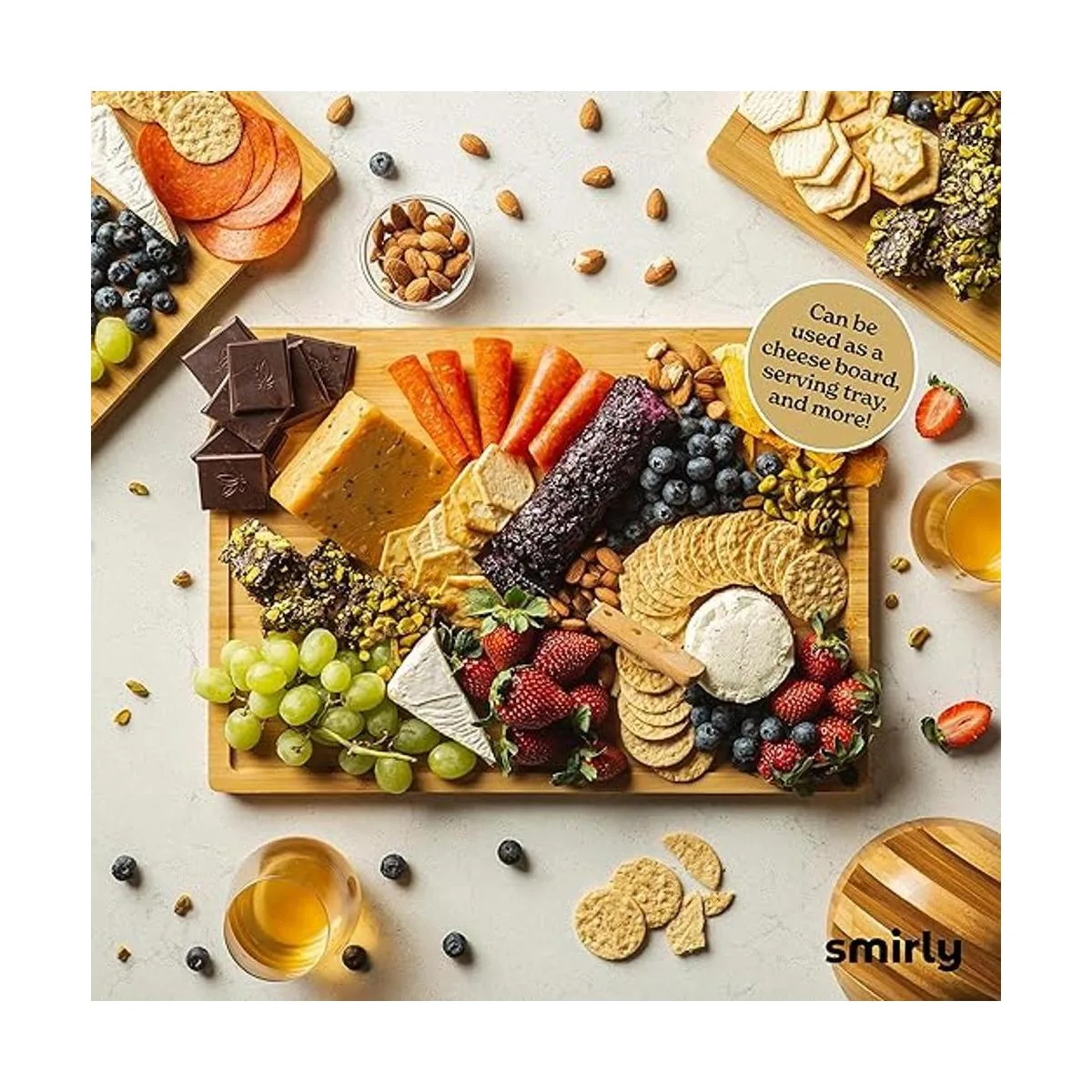 SMIRLY Tablas de cortar de bambú para cocina juego de_6