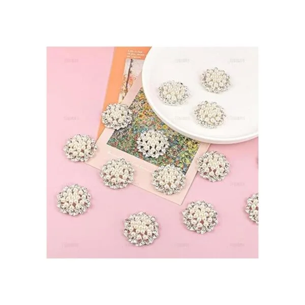 AUEAR Paquete de 15 botones de flores de perlas de