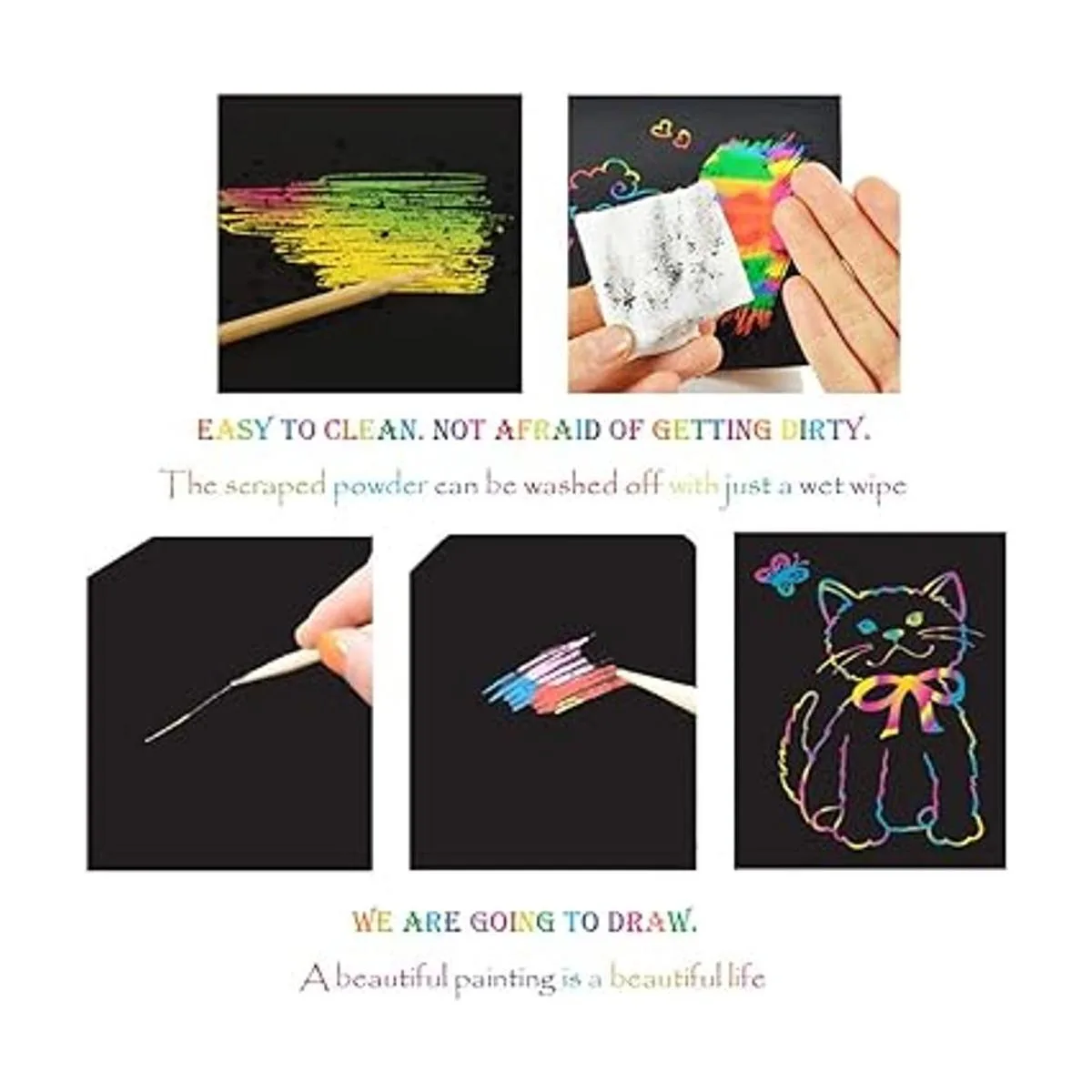 MBJRFU Libros de arte para raspar para niños papel de