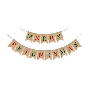 SWYOUN Guirnalda de arpillera con texto en inglés Merry_1