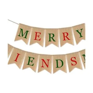 SWYOUN Guirnalda de arpillera con texto en inglés Merry_3
