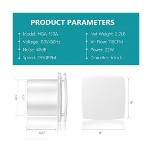 HG POWER Ventilador de escape de baño ventilador