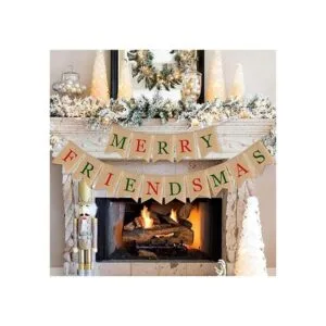 SWYOUN Guirnalda de arpillera con texto en inglés Merry_2