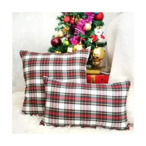 4TH Emotion Juego de 2 fundas de cojín de tartán escocés