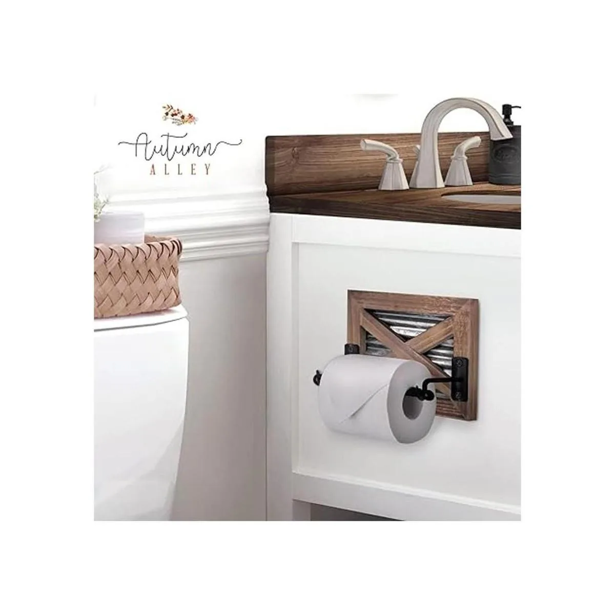 Autumn Alley Soporte de papel higiénico rústico de granja_2