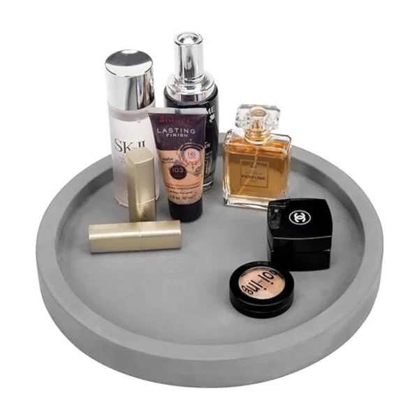 MyGift Bandeja de tocador redonda moderna de hormigón gris
