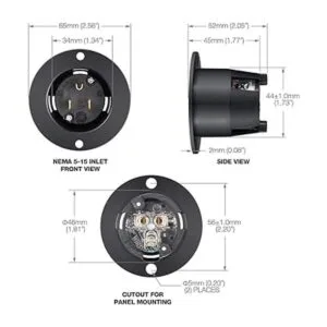 Miady Entrada con brida de 15 amperios 125 V NEMA 515 RV_2