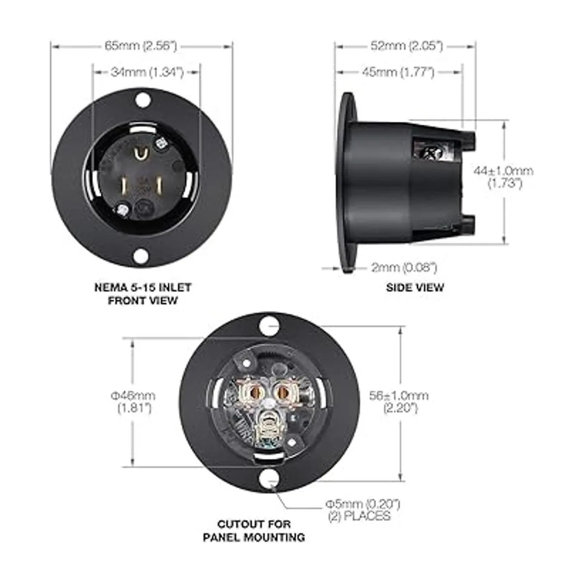 Miady Entrada con brida de 15 amperios 125 V NEMA 515 RV_2